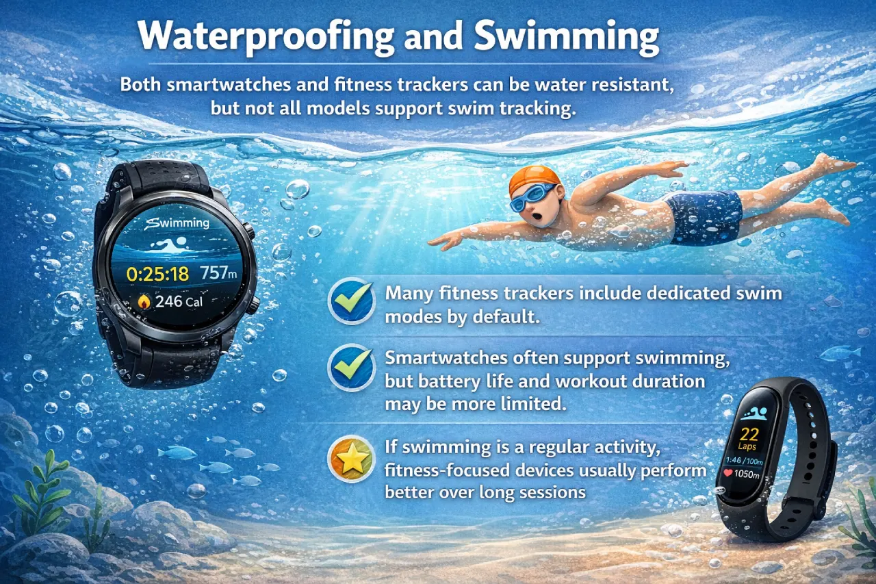 smartwatches and fitness trackers waterproofing and swimming